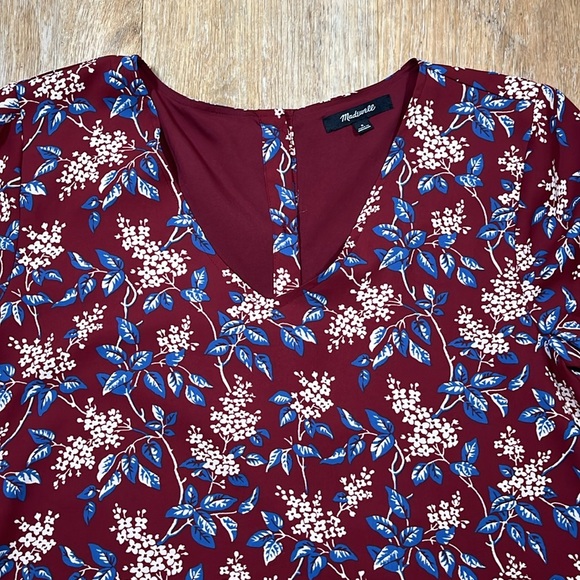 Madewell EUC Floral Dress Button-Back Lined Long Sleeve V-Neck Women's Small S - Picture 3 of 12